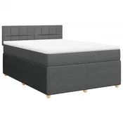 vidaXL vidaXL Box spring postelja z vzmetnico temno siva 140x200 cm blago, (21306122)