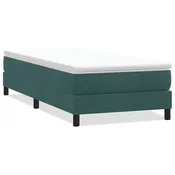 Vidaxl Box Spring Postelja brez vzmetnice Temno zelena 90x210 cm Žamet