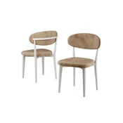 Hanah Home set trpezarijskih stolica Onex 4 kom, kapucino bukle tkanina, bele drvene noge