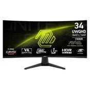MSI Monitor 346CQ MAG, Zakrivljeni, 34”, 3.440 x 1.440, UWQHD, VA, 180 Hz, Crni