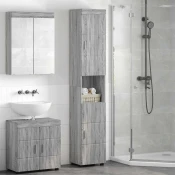 vidaXL Kopalniška omarica z vrati TULUM Siva sonoma 37 x 31.5 x 203 cm