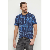 Pamucna majica Desigual za muškarce, boja: tamno plava, s uzorkom