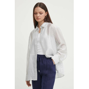 Košulja Sisley za žene, boja: bijela, relaxed, s klasicnim ovratnikom