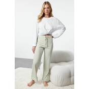 Trendyol Mint 100% Cotton Striped Knitted Pajama Bottoms