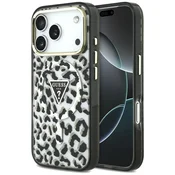 Ovitek Guess Leopard Glitter Triangle Logo MagSafe za iPhone 17 Pro/18 Pro - black