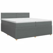 vidaXL Postelja boxspring z vzmetnico Temno siva 200 x 200 cm Blago