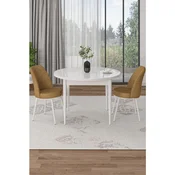 Hanah Home trpezarijski set Tor, sto i 2 stolice, bela ploca, kapucino tkanina Babyface