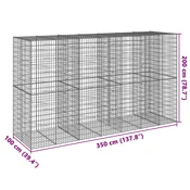 Gabionska košara s poklopcem 350x100x200 cm pocinčano željezo