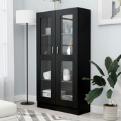 vidaXL Vitrina črna 82,5x30,5x150 cm iverna plošča