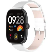 GS Usnjen pašček za Xiaomi Redmi Watch 4/Xiaomi Smart Band 8 Pro/Xiaomi Smart Band 9 Pro, bel