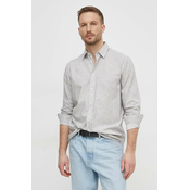 Košulja Sisley za muškarce, boja: siva, regular, s klasicnim ovratnikom