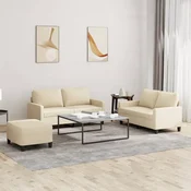 3-dijelni set sofa s jastucima krem od tkanine
