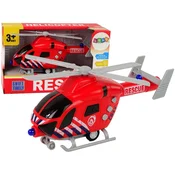 slomart Helikopter LEAN TOYS, gasilci, rdeč, luči, zvoki, prem. krila