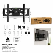 KMT Zidni nosac za TV, Dupli, 32-85 , Crni