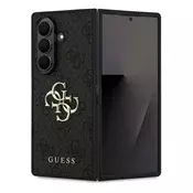 Samsung Z Fold7 GUESS 4G veliki logotip silikonska futrola za telefon, udarootporna, stražnja poklopac s efektom kože, CRNA GUHCZFD74GMGGR