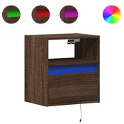 MAISON CHIC Stenska TV omarica - TV stojalo - Televizijska omarica z LED lučkami rjavi hrast 41x31x45 cm, (21699961)