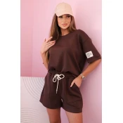 Kesi Włoski Womens butter set with high-waisted shorts brown