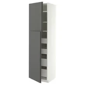 METOD / MAXIMERA Vis.el. s 2 vrata/4 fioke, bela/VOXTORP tamnosiva vertikalna rucka, 60x60x220 cm