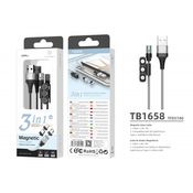 TECHANCY 3v1 USB magnetni kabel 2.4 A 1m