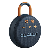 Bluetooth zvočnik Zealot ClipOn - prenosen vodoodporen IPX6 zvočnik z vgrajeno sponko in karabinom