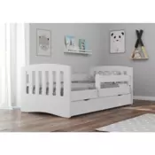 Drveni deciji krevet Classic sa fiokom - beli - 180x80cm