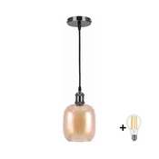 BRILAGI -LED Luster na sajli RETRO GLASS 1xE27/60W/230V pr. 14cm crna/dimljeno braon
