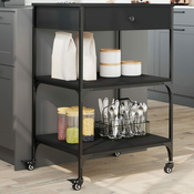 Kuhinjska kolica crna 60 x 48 x 89,5 cm od konstruiranog drva
