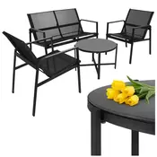 Gardlov vrtni set namještaja 4u1 (sofa + 2 stolice + stol) s kaljenim staklom – balkon/terasa