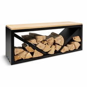 Blumfeldt Firebowl Kindlewood L Black, stalak za drvo, klupa, 104 × 40 × 35 cm, bambus, cink