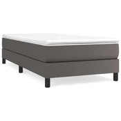 Vidaxl Posteljni okvir z vzmetmi siv 90x200 cm umetno usnje