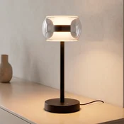 Paul Neuhaus LED namizna svetilka Fumea, višina 35 cm, črna/dimna, steklo CCT - Dnevna soba/jedilnica - črna, dimno siva