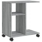 Vidaxl Stranska mizica s kolesi siva sonoma 50x30x55 cm inženske les