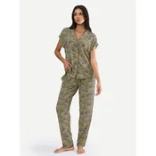 Triumph Pižama Boyfriend 10222611 Zelena Relaxed Fit