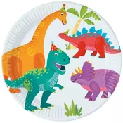 Procos Papirnati krožniki Happy DINOSAUR Dino Animals Birthday Party 23 cm 8 kosov