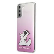 KARL LAGERFELD KLHCS21SCFNRCPI za Samsung Galaxy S21 G991 prozorno pink trda zaščita - Choupette Fun
