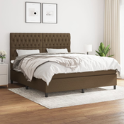 Greatstore Box spring postelja z vzmetnico temno rjava 180x200 cm blago