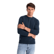 OMBRE Moška bombažna neraztegljiva jopa s kapuco BASIC temno modra MDN126873 L