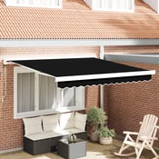 Skrovita tenda Crna 300 x 250 cm Tkanina i Metal