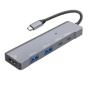 LINQ LinQ, 5-v-1 multiport USB-C hub HDMI 4K 60Hz USB in PD polnjenje 100W, Siva, (5000220162)