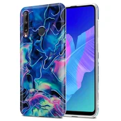 Cadorabo CADORABO CARE, združljiv s Huawei v modrem roza marmorju št. 17 - Zaščitni pokrov iz silikona TPU z vzorcem mozaika, (20566473)
