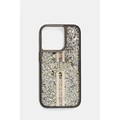 shumee Ovitek Guess Liquid Glitter za iPhone 15 Pro z zlatimi črtami in črno barvo