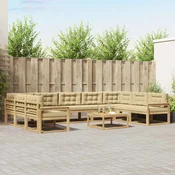 Set vanjskih sofa s jastukom 10 pcs Bijela i bež