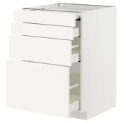 METOD / MAXIMERA Podni elem. s izvlac.rad.površ/3 fi, bela/Vallstena bela, 60x60 cm