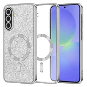 TPU gel ovitek Techsuit Luxury Glitter MagSafe za Samsung Galaxy A36/A56 - silver