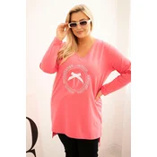 Kesi Womens blouse with a longer back and print pink