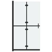Vidaxl Zložljiva pregrada za tuš mlečno ESG steklo 100x190 cm