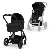 cybex gold® otroški voziček balios™ s lux z zložljivo košaro s lux moon black (black frame)