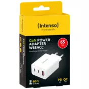 Intenso Punjac kucni, brzi, 1 x USB-A, 2 x UCB-C, 3A, 65W - Power Adapter W65ACC GaN, Bijeli