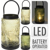 ProGarden Stoječa steklena svetilka z LED-žarnico, 26 cm, zelena