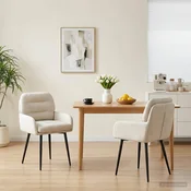 vidaXL Jedilni stoli 2 pcs Žamet Krem 59 x 59,5 x 90 cm